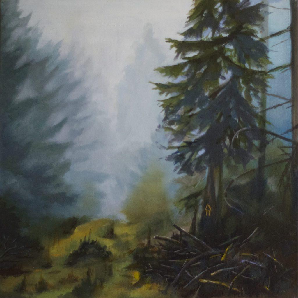 Realistisches Ölgemälde mit Wald