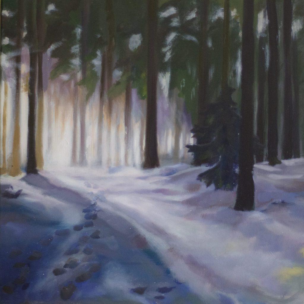 Realistisches Ölgemälde mit Wald