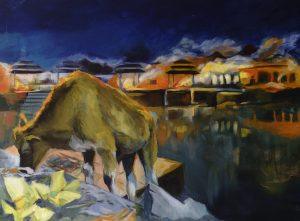 Realistisches Ölgemälde mit Kuh Realistisches Ölgemälde mit Kuh