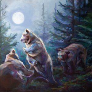 Gemälde mit Bären im Wald