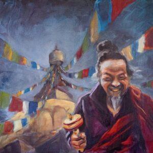 Gemälde mit tibetischen Mönch