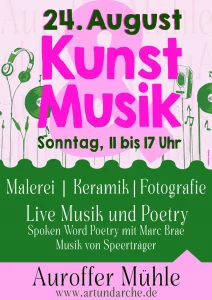 Plakat zur Kunstaustellung in der Aurofer Mühle